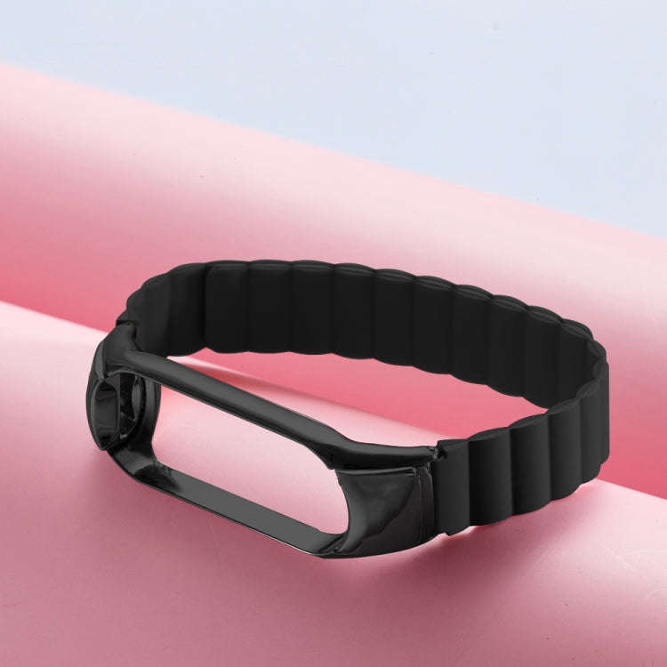 For Xiaomi Mi Band 4 / 3 Silicone Magnetic Watch Band(Black)