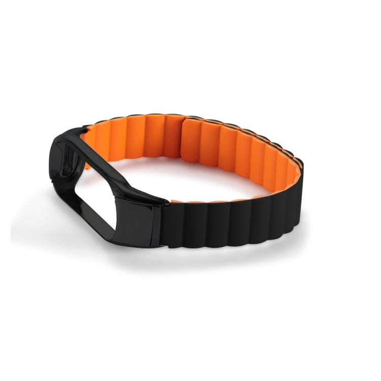 For Xiaomi Mi Band 4 / 3 Silicone Magnetic Watch Band(Black Orange)