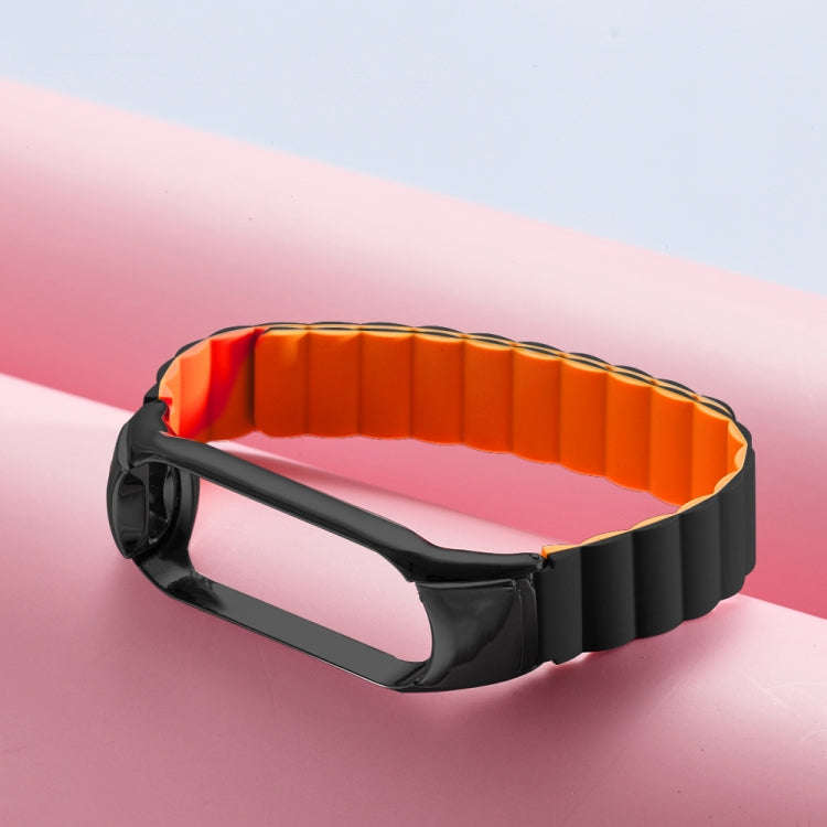 For Xiaomi Mi Band 4 / 3 Silicone Magnetic Watch Band(Black Orange)