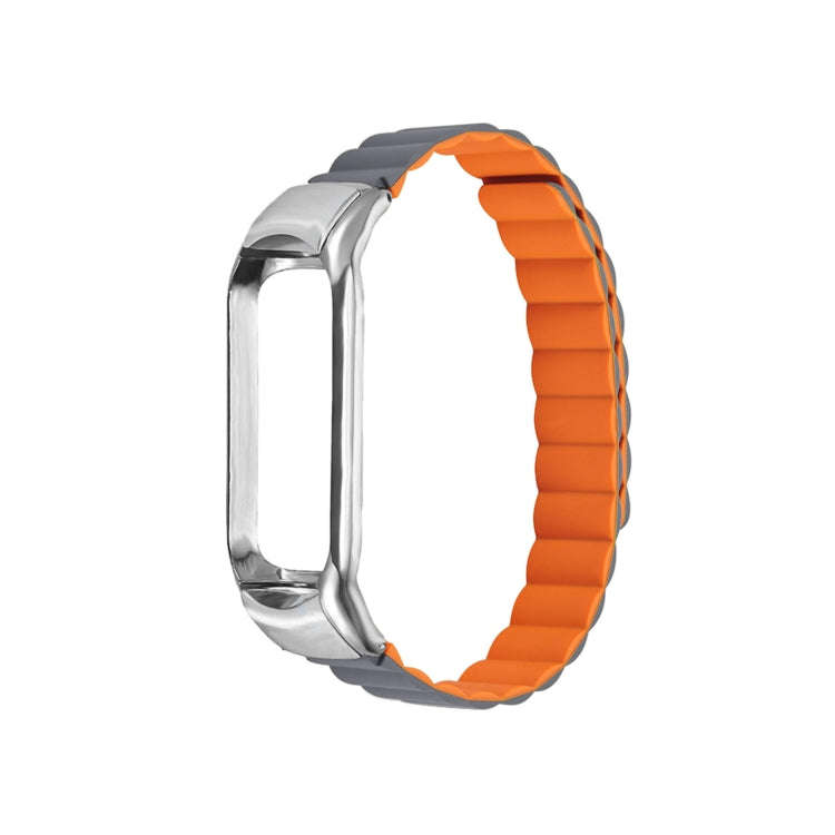 For Xiaomi Mi Band 4 / 3 Silicone Magnetic Watch Band(Grey Orange)