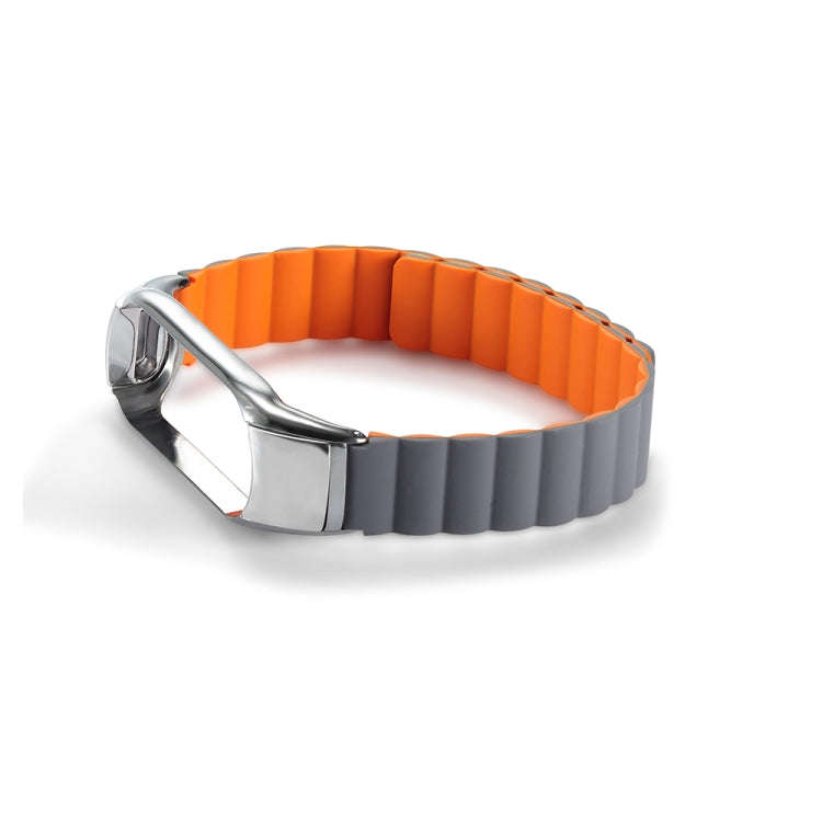 For Xiaomi Mi Band 4 / 3 Silicone Magnetic Watch Band(Grey Orange)