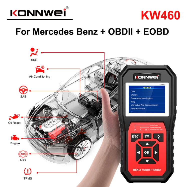 KONNWEI KW460 Car 2.8 inch 12V Lead-acid Battery Tester Fault Diagnosis Instrument