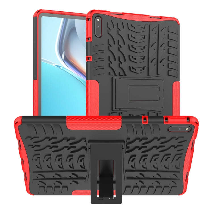 For Huawei MatePad 11 Tire Texture Shockproof TPU+PC Protective Case with Holder(Red)
