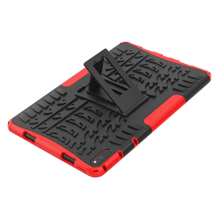 For Huawei MatePad 11 Tire Texture Shockproof TPU+PC Protective Case with Holder(Red)