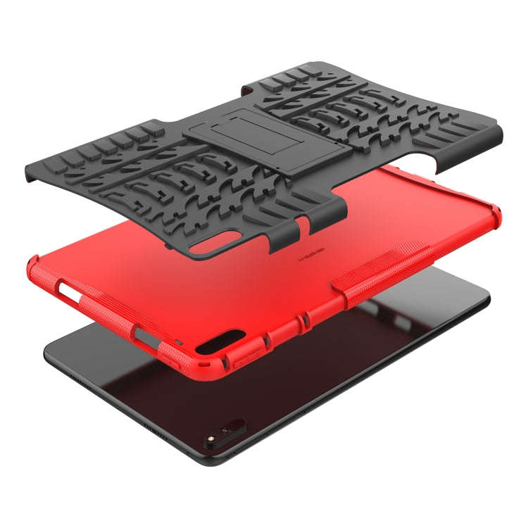 For Huawei MatePad 11 Tire Texture Shockproof TPU+PC Protective Case with Holder(Red)