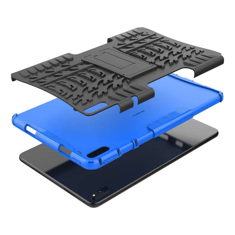For Huawei MatePad 11 Tire Texture Shockproof TPU+PC Protective Case with Holder(Blue)