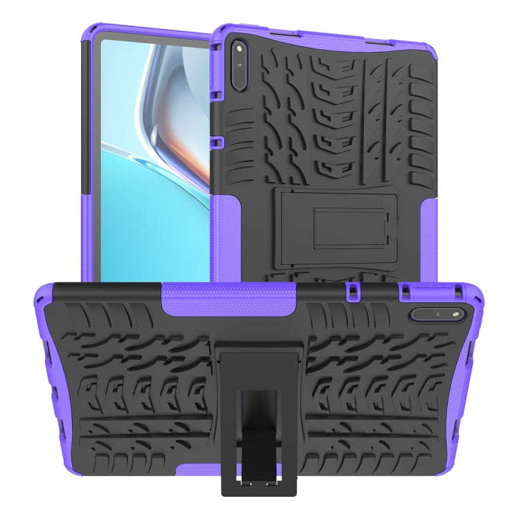 For Huawei MatePad 11 Tire Texture Shockproof TPU+PC Protective Case with Holder(Purple)