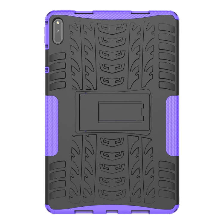 For Huawei MatePad 11 Tire Texture Shockproof TPU+PC Protective Case with Holder(Purple)