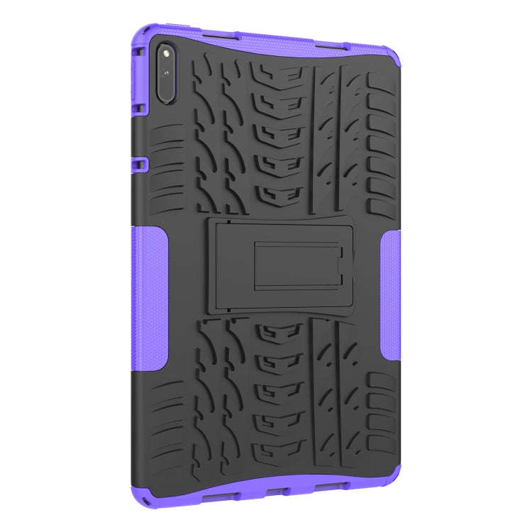 For Huawei MatePad 11 Tire Texture Shockproof TPU+PC Protective Case with Holder(Purple)