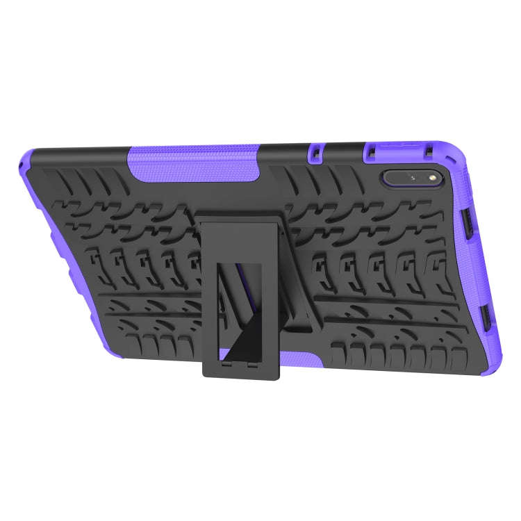 For Huawei MatePad 11 Tire Texture Shockproof TPU+PC Protective Case with Holder(Purple)