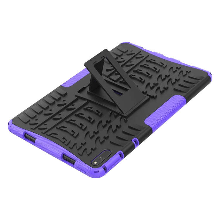For Huawei MatePad 11 Tire Texture Shockproof TPU+PC Protective Case with Holder(Purple)