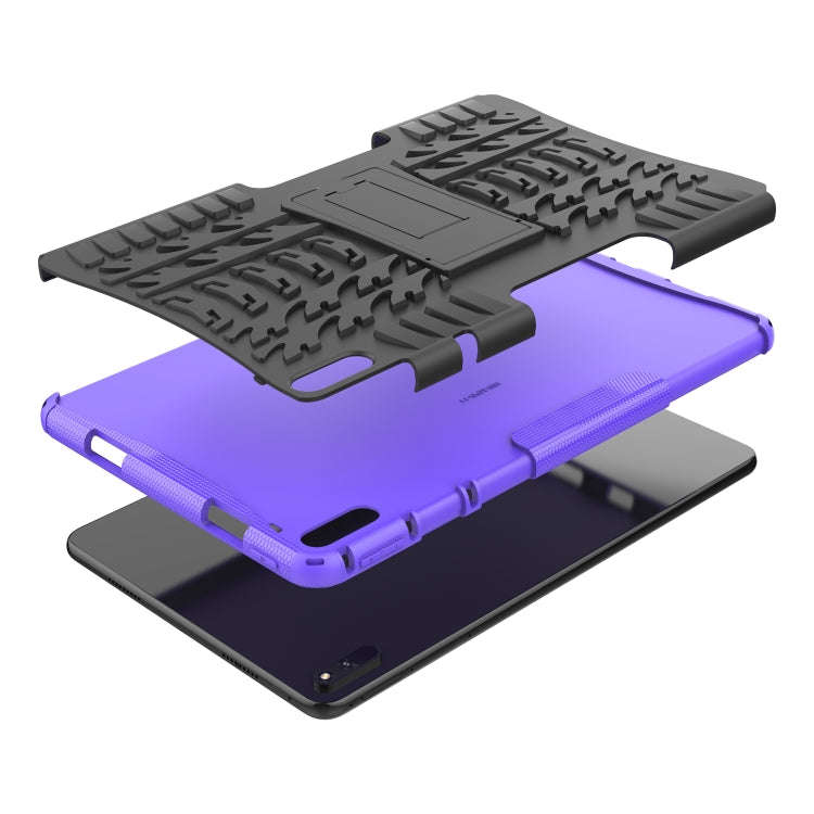 For Huawei MatePad 11 Tire Texture Shockproof TPU+PC Protective Case with Holder(Purple)