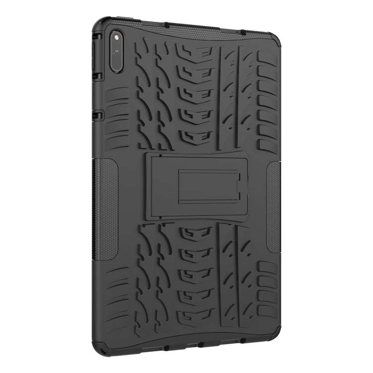For Huawei MatePad 11 Tire Texture Shockproof TPU+PC Protective Case with Holder(Black)