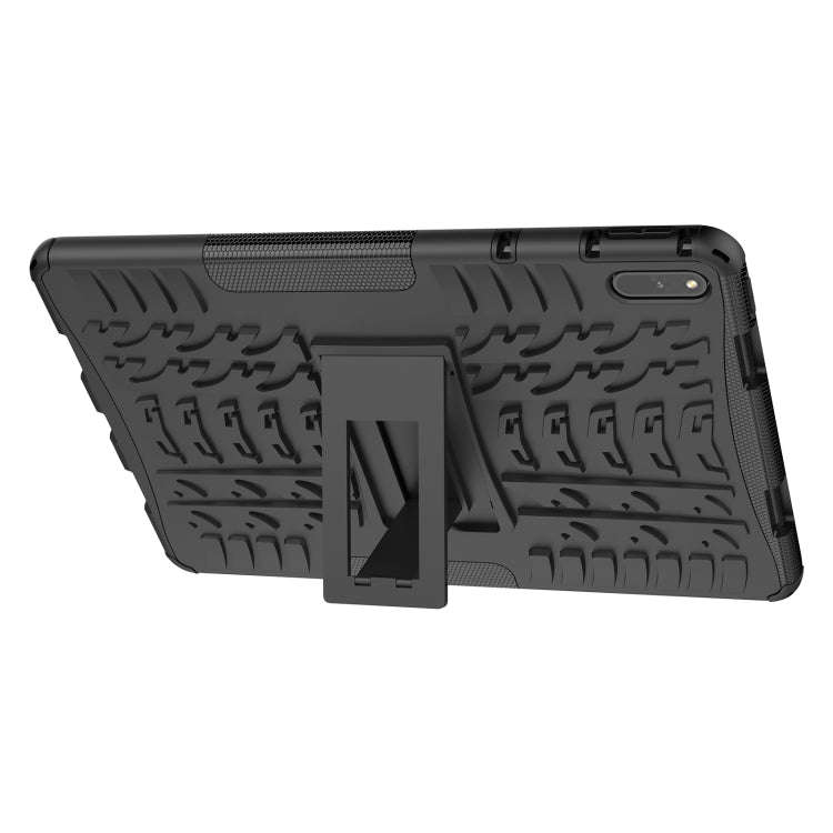 For Huawei MatePad 11 Tire Texture Shockproof TPU+PC Protective Case with Holder(Black)