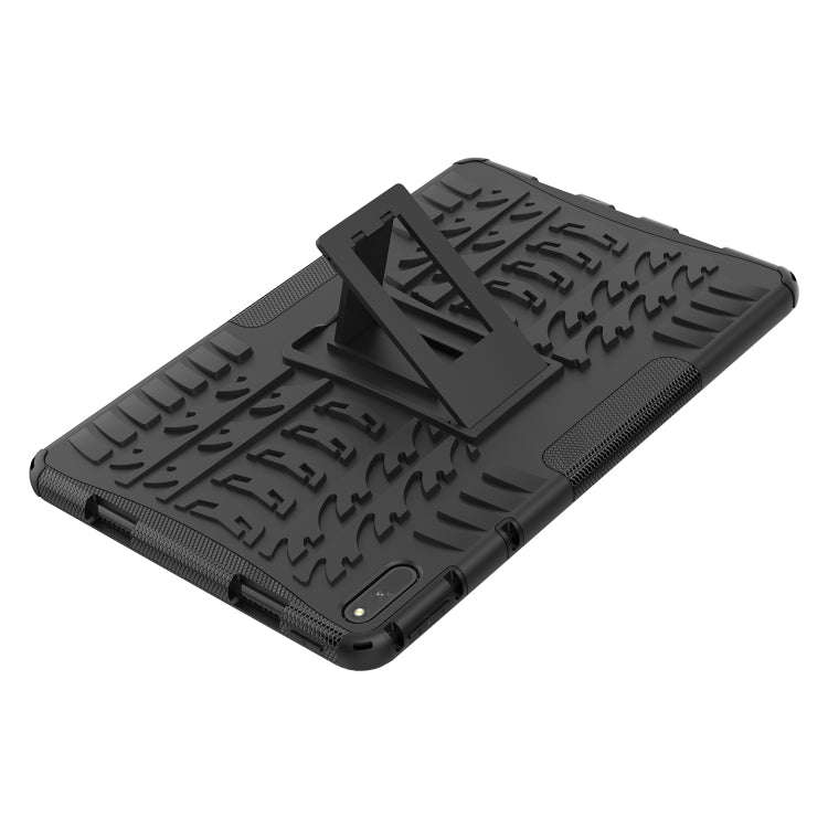 For Huawei MatePad 11 Tire Texture Shockproof TPU+PC Protective Case with Holder(Black)