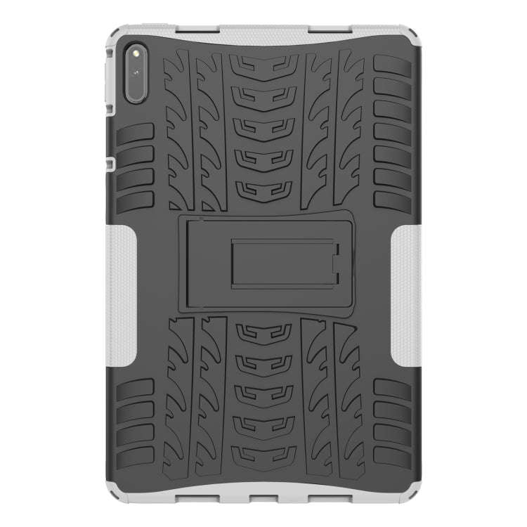 For Huawei MatePad 11 Tire Texture Shockproof TPU+PC Protective Case with Holder(White)