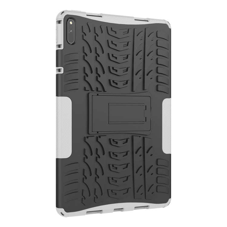 For Huawei MatePad 11 Tire Texture Shockproof TPU+PC Protective Case with Holder(White)