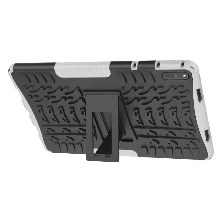 For Huawei MatePad 11 Tire Texture Shockproof TPU+PC Protective Case with Holder(White)