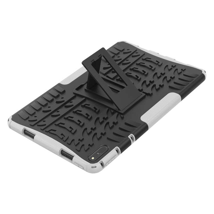 For Huawei MatePad 11 Tire Texture Shockproof TPU+PC Protective Case with Holder(White)