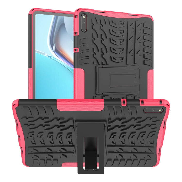 For Huawei MatePad 11 Tire Texture Shockproof TPU+PC Protective Case with Holder(Pink)