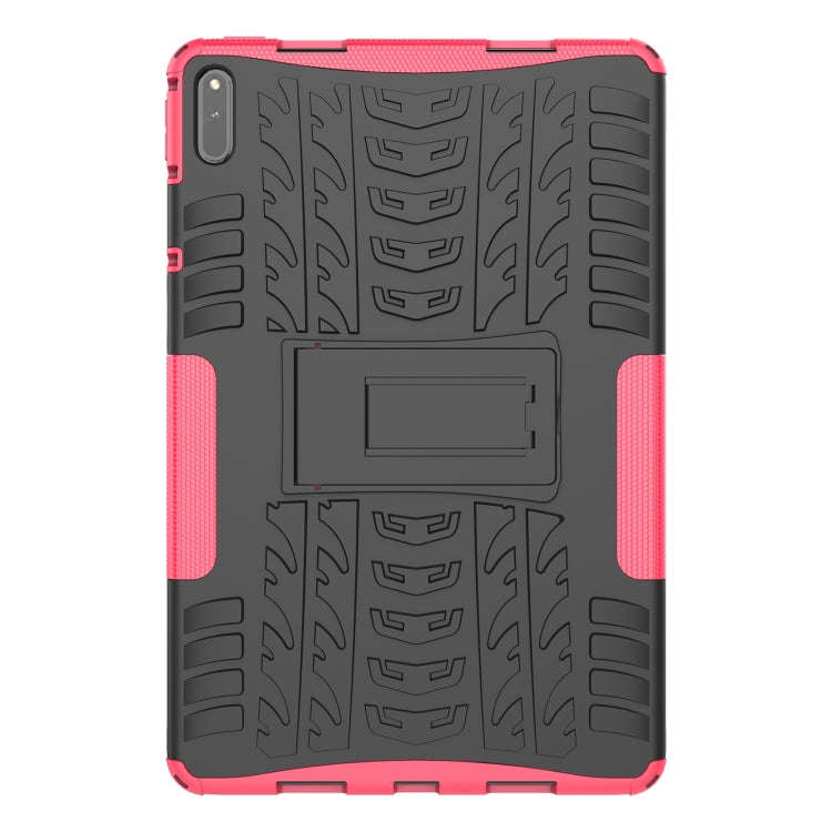 For Huawei MatePad 11 Tire Texture Shockproof TPU+PC Protective Case with Holder(Pink)