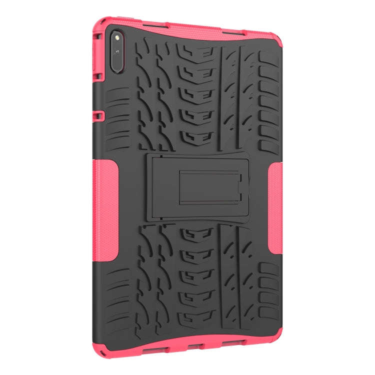 For Huawei MatePad 11 Tire Texture Shockproof TPU+PC Protective Case with Holder(Pink)