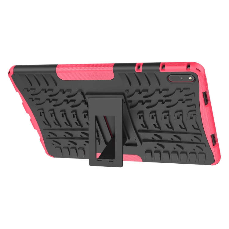 For Huawei MatePad 11 Tire Texture Shockproof TPU+PC Protective Case with Holder(Pink)