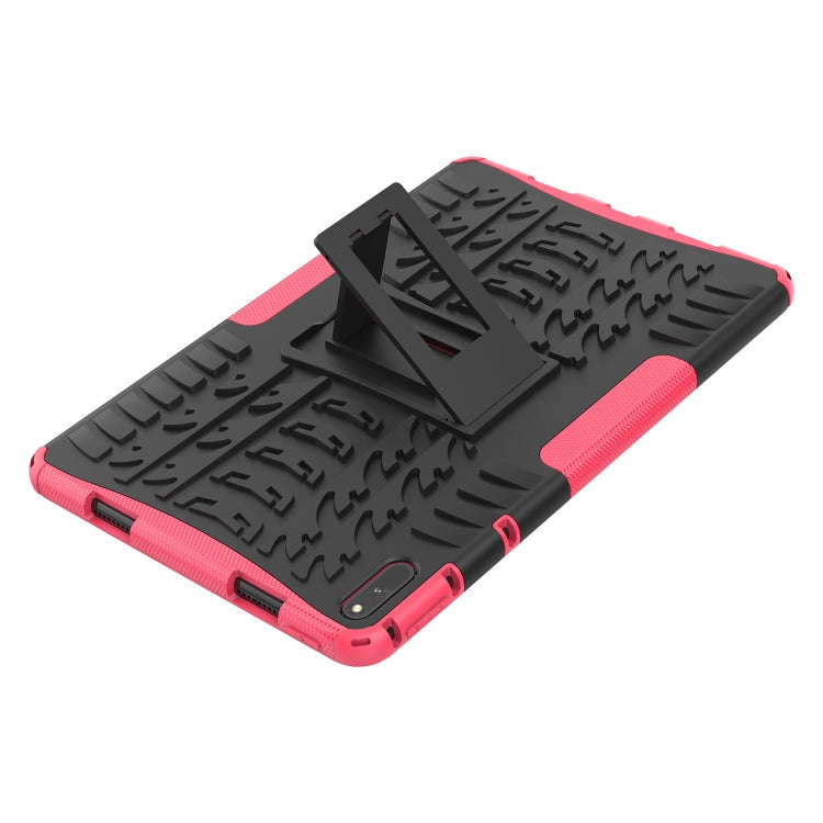 For Huawei MatePad 11 Tire Texture Shockproof TPU+PC Protective Case with Holder(Pink)