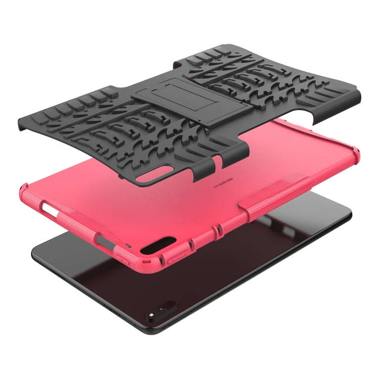 For Huawei MatePad 11 Tire Texture Shockproof TPU+PC Protective Case with Holder(Pink)