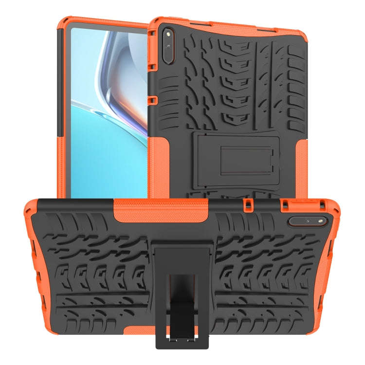 For Huawei MatePad 11 Tire Texture Shockproof TPU+PC Protective Case with Holder(Orange)