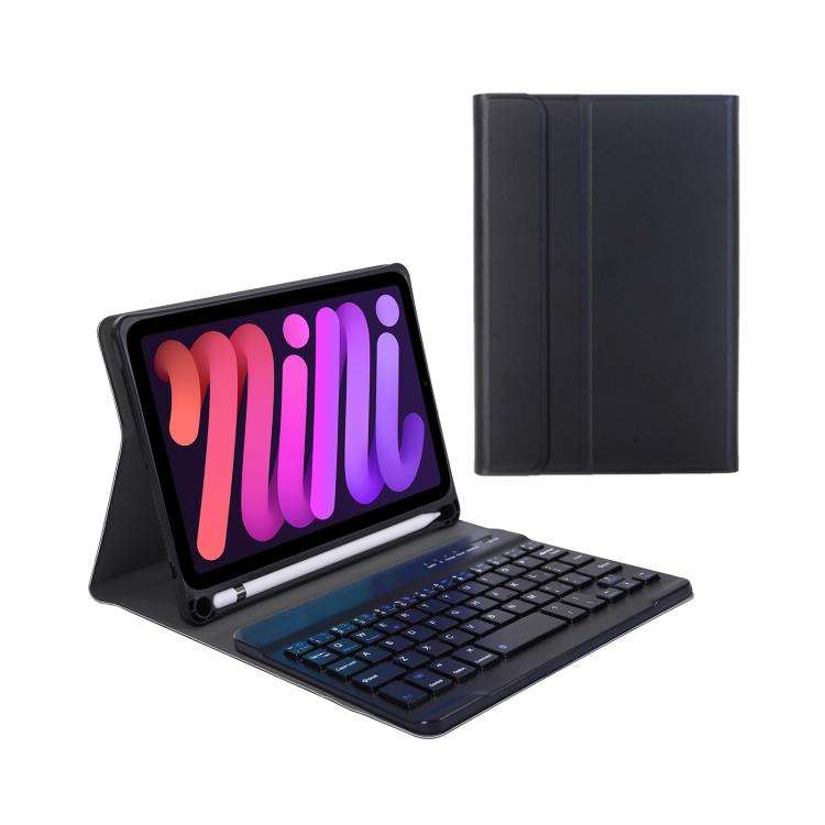 A06B Ultra-thin Detachable Bluetooth Keyboard Leather Case with Pen Slot & Holder for iPad mini 6...