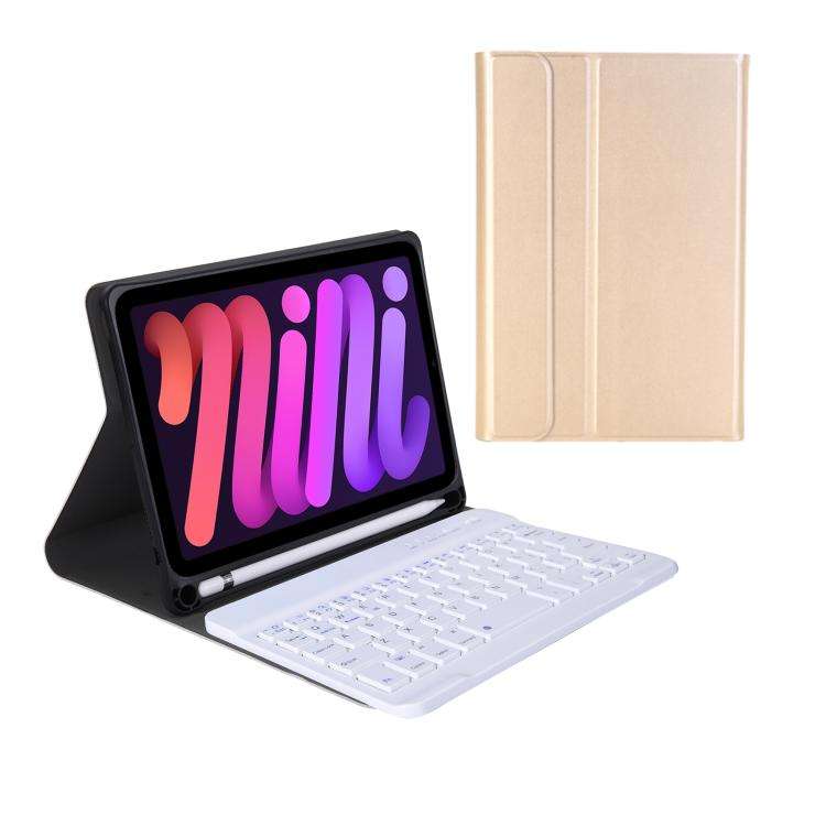 A06B Ultra-thin Detachable Bluetooth Keyboard Leather Case with Pen Slot & Holder for iPad mini 6...
