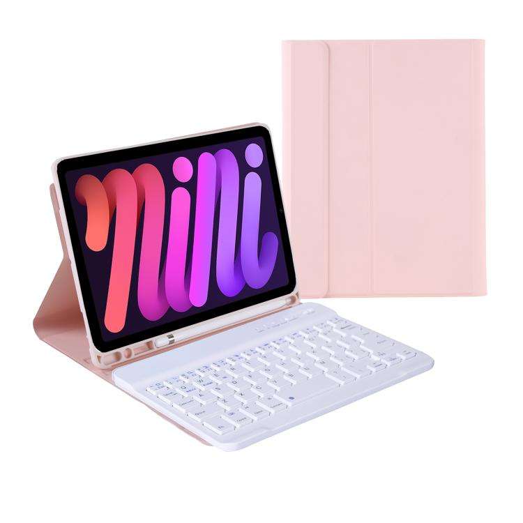 A06B Ultra-thin Detachable Bluetooth Keyboard Leather Case with Pen Slot & Holder for iPad mini 6...