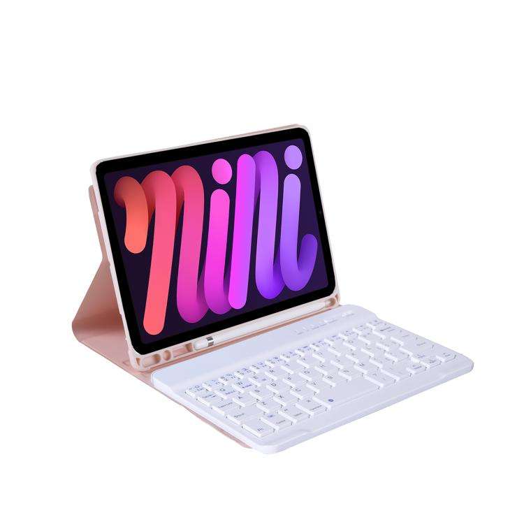 A06B Ultra-thin Detachable Bluetooth Keyboard Leather Case with Pen Slot & Holder for iPad mini 6...