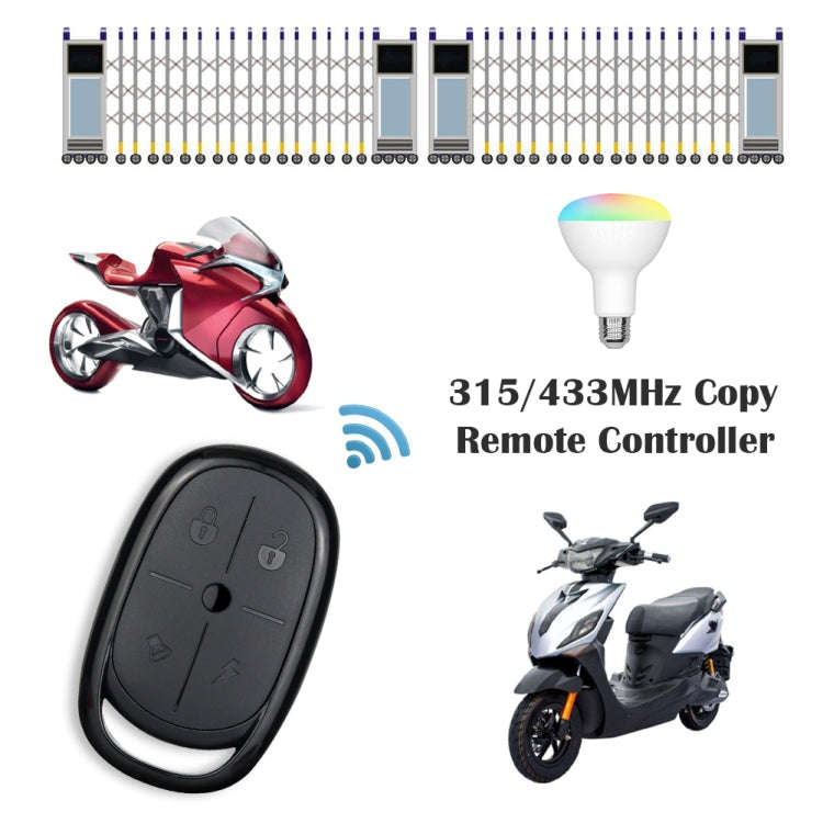 AK-K2000812 4-button Copy Style Electric Barrier Garage Door Battery Car Key Remote Controller, F...
