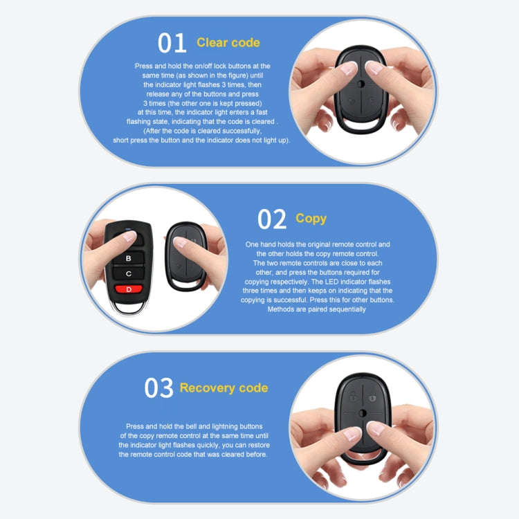 AK-K2000812 4-button Copy Style Electric Barrier Garage Door Battery Car Key Remote Controller, F...