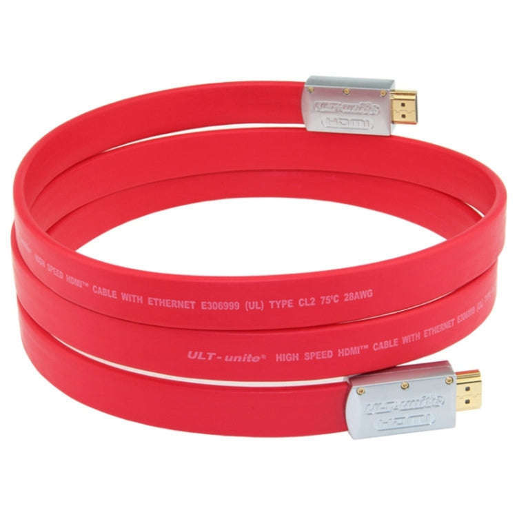 ULT-unite 4K Ultra HD Gold-plated HDMI to HDMI Flat Cable, Cable Length:5m(Red)