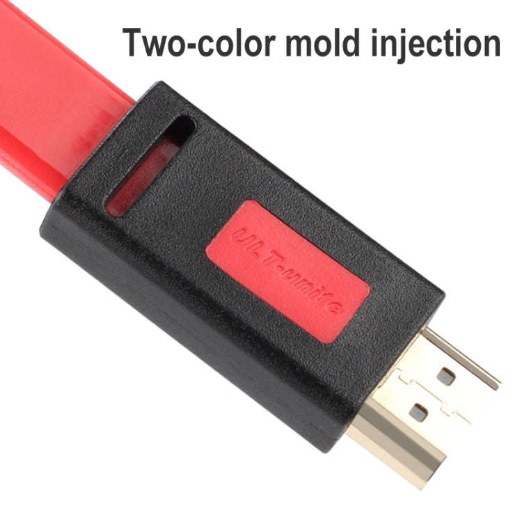 ULT-unite 4K Ultra HD Gold-plated HDMI to HDMI Flat Cable, Cable Length:3m(Transparent Red)