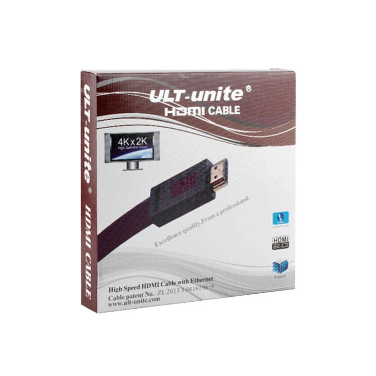 ULT-unite 4K Ultra HD Gold-plated HDMI to HDMI Flat Cable, Cable Length:3m(Transparent Red)