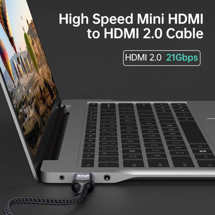 HDMI 2.0 Male to HDMI 2.0 Male 4K Ultra-HD Braided Adapter Cable, Cable Length:2m(Grey)