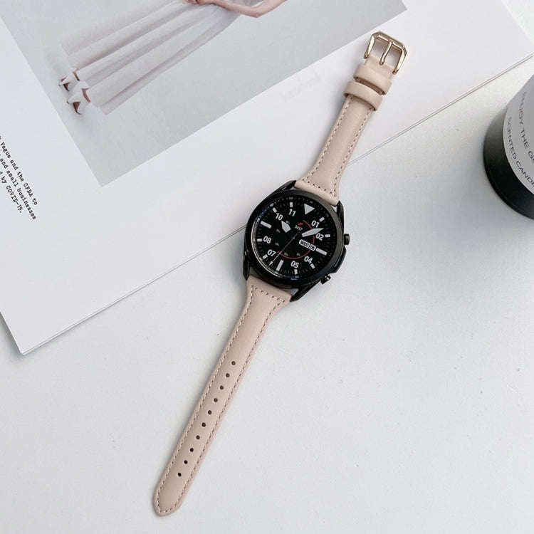 20mm Sewing Plain Weave Small Waist Leather Watch Band(Light Pink)