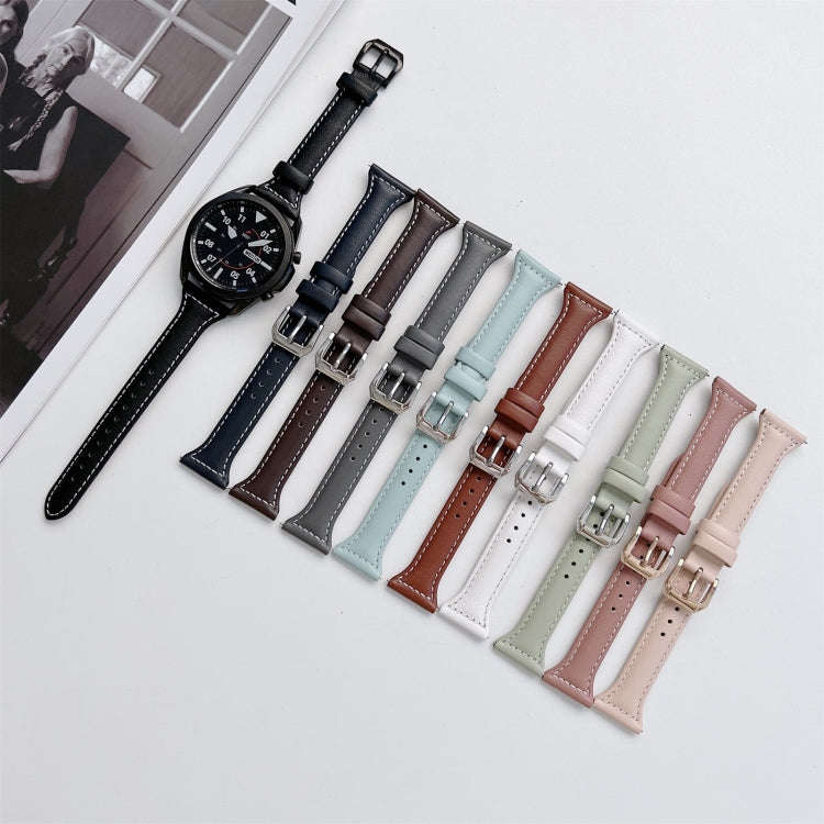 22mm Sewing Plain Weave Small Waist Leather Watch Band(Wine Red)