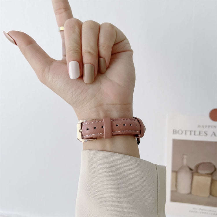 22mm Sewing Plain Weave Small Waist Leather Watch Band(Wine Red)