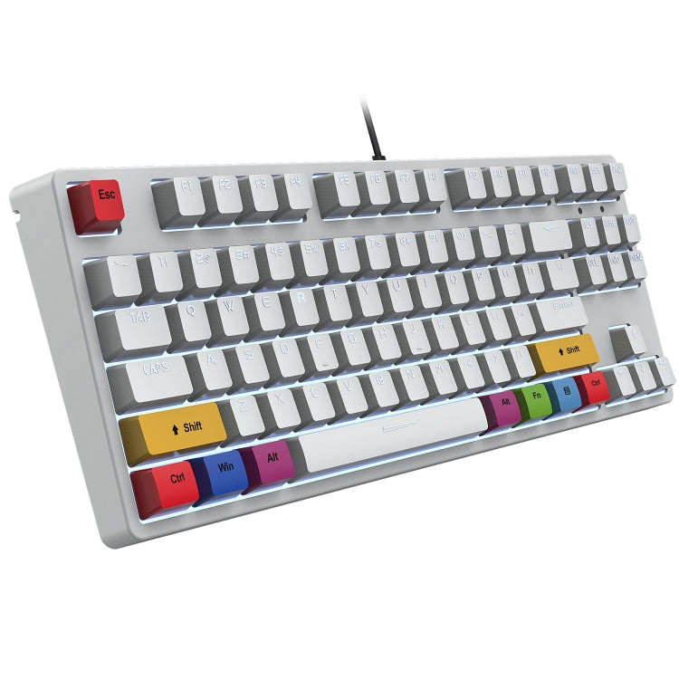 HXSJ L600 87 Keys USB-C / Type-C Wired Red Shaft Mechanical Keyboard with Cool Backlight(White)