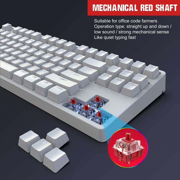 HXSJ L600 87 Keys USB-C / Type-C Wired Red Shaft Mechanical Keyboard with Cool Backlight(Black)