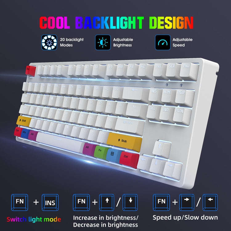 HXSJ L600 87 Keys USB-C / Type-C Wired Red Shaft Mechanical Keyboard with Cool Backlight(Black)