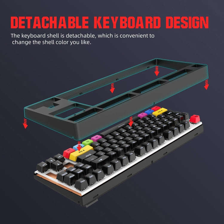 HXSJ L600 87 Keys USB-C / Type-C Wired Red Shaft Mechanical Keyboard with Cool Backlight(Black)