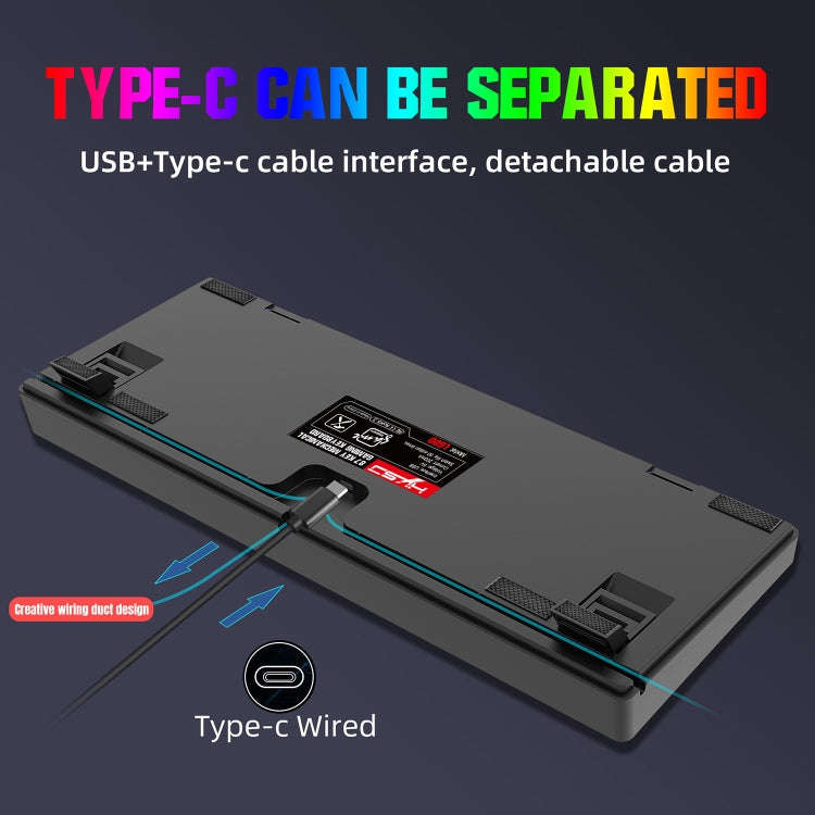 HXSJ L600 87 Keys USB-C / Type-C Wired Red Shaft Mechanical Keyboard with Cool Backlight(Black)