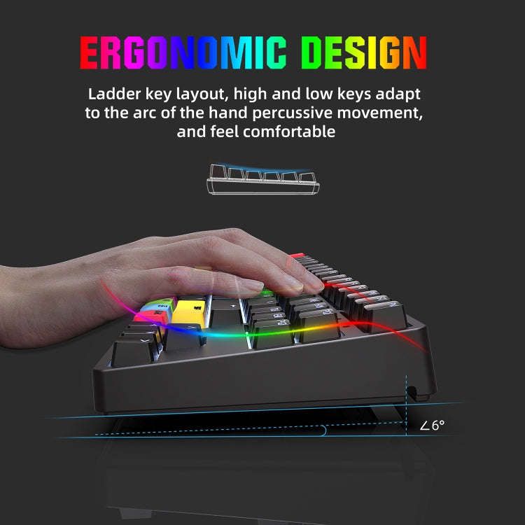 HXSJ L600 87 Keys USB-C / Type-C Wired Red Shaft Mechanical Keyboard with Cool Backlight(Black)