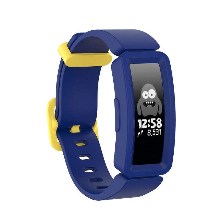 For Fitbit Inspire HR / Ace 2 Silicone Smart Watch  Watch Band(Blue + Yellow Buckle)